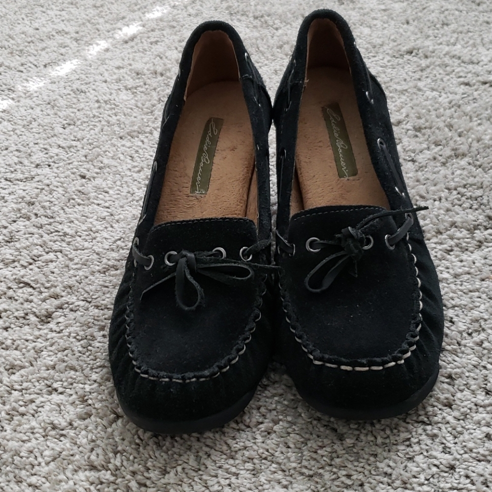 eddie bauer suede moccasins wedge